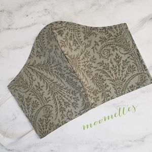 Face Mask Paisley Sage Green Handmade USA